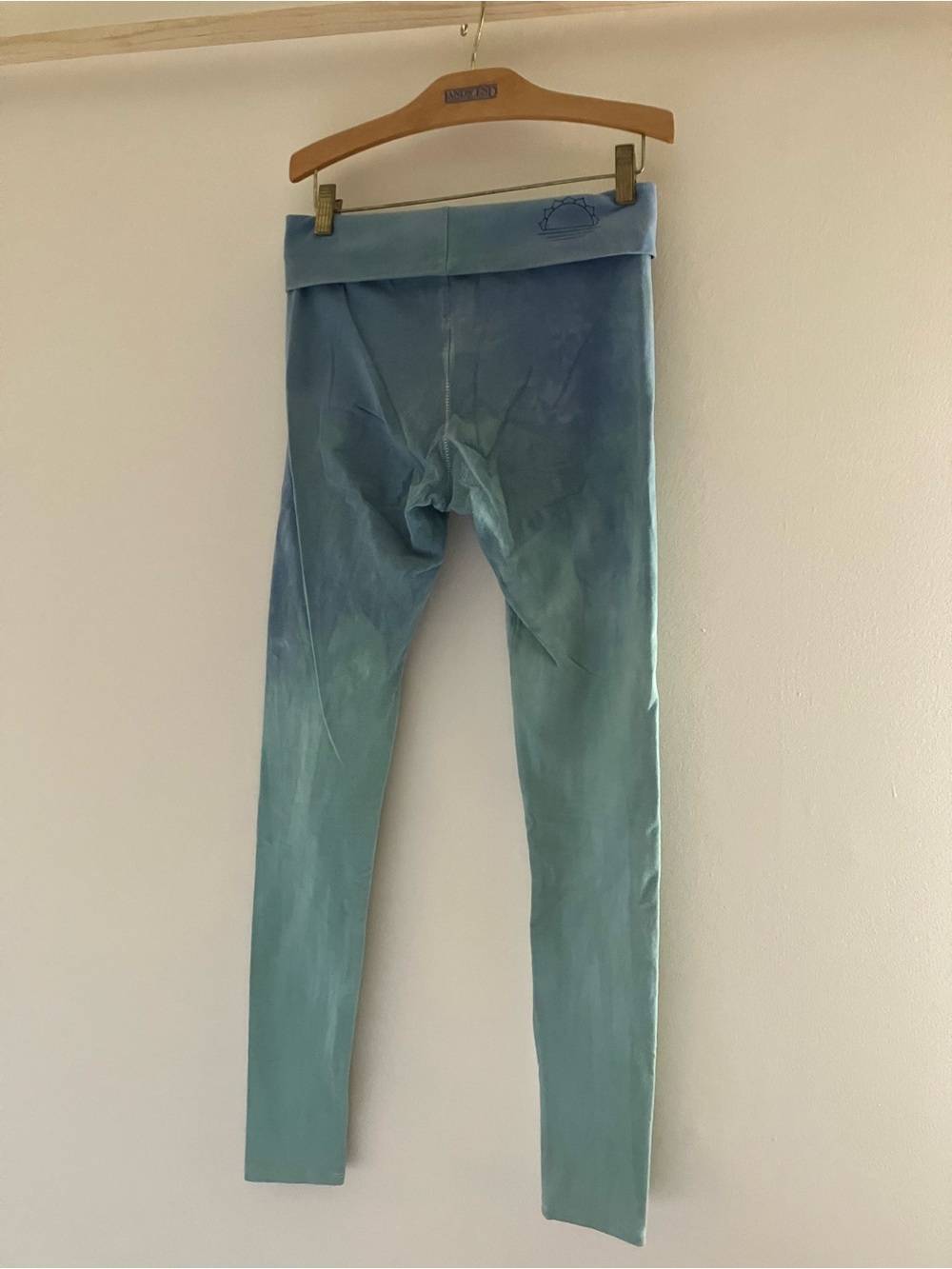 Purusha People aqua blue ombré leggings with fold over waistband size medium